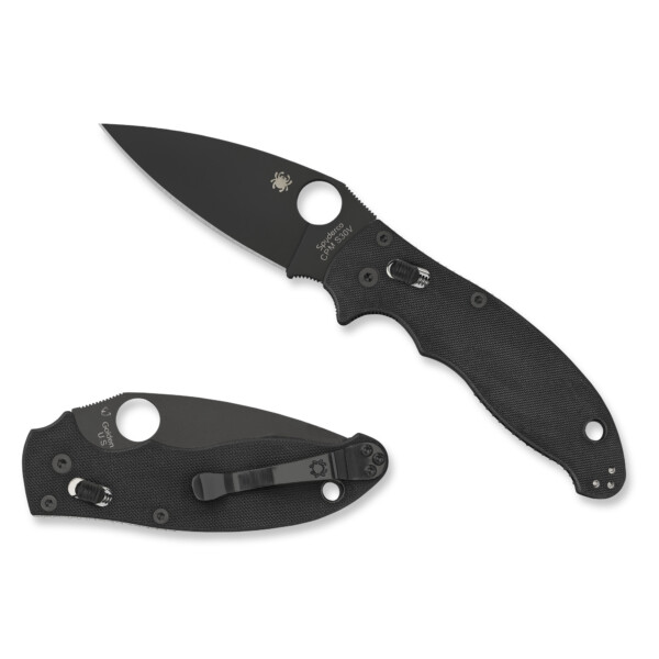 Spyderco Manix 2 Folding Knife - Black G-10, Black Blade (Plain Edge)