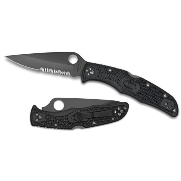 Spyderco Endura 4 Folding Knife - Black FRN Handle (Black Partially Serrated Edge)