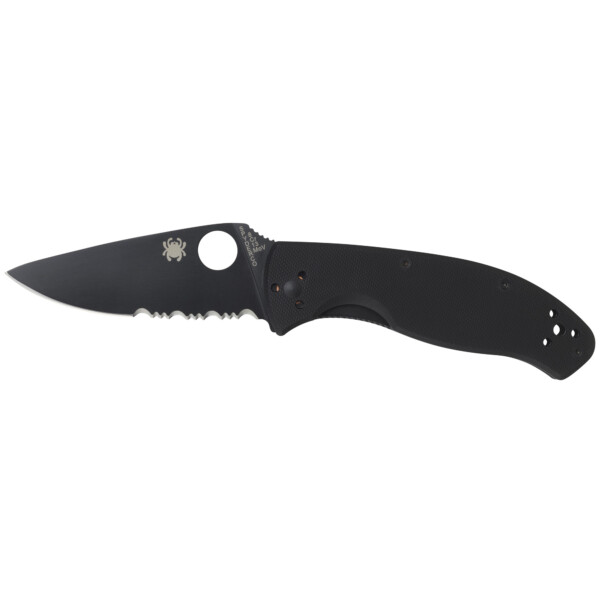 Spyderco Tenacious Folding Knife - Black G-10 Handle (Black Blade Combo Edge)