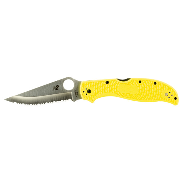 Spyderco Stretch 2 XL Salt Folding Knife - Yellow FRN Handle (Serrated Edge)