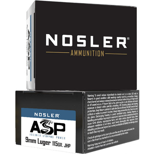 Nosler ASP Handgun Ammo 9mm 115 gr. HG JHP 20 rd.