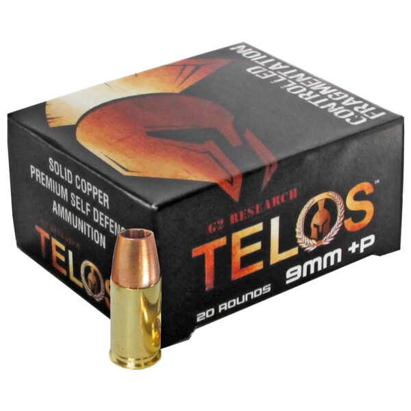 G2 Research Telos 9mm Luger +P 92 Grain Copper Hollow Point Ammunition - 20 Rounds