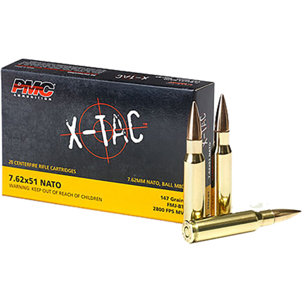 PMC X-Tac Rifle Ammo 7.62x51mm FMJBT 147 gr. 20 rd.